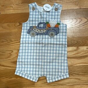 NWT MUD PIE Easter “Hoppy” Unisex Baby Onesie Size 12-18M